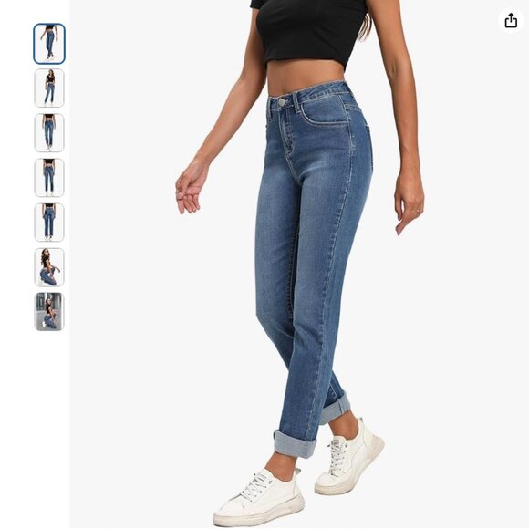 Decivi | Classic Straight Leg Mid Rise Stretch Denim Jeans Ankle Length Large - Picture 1 of 10